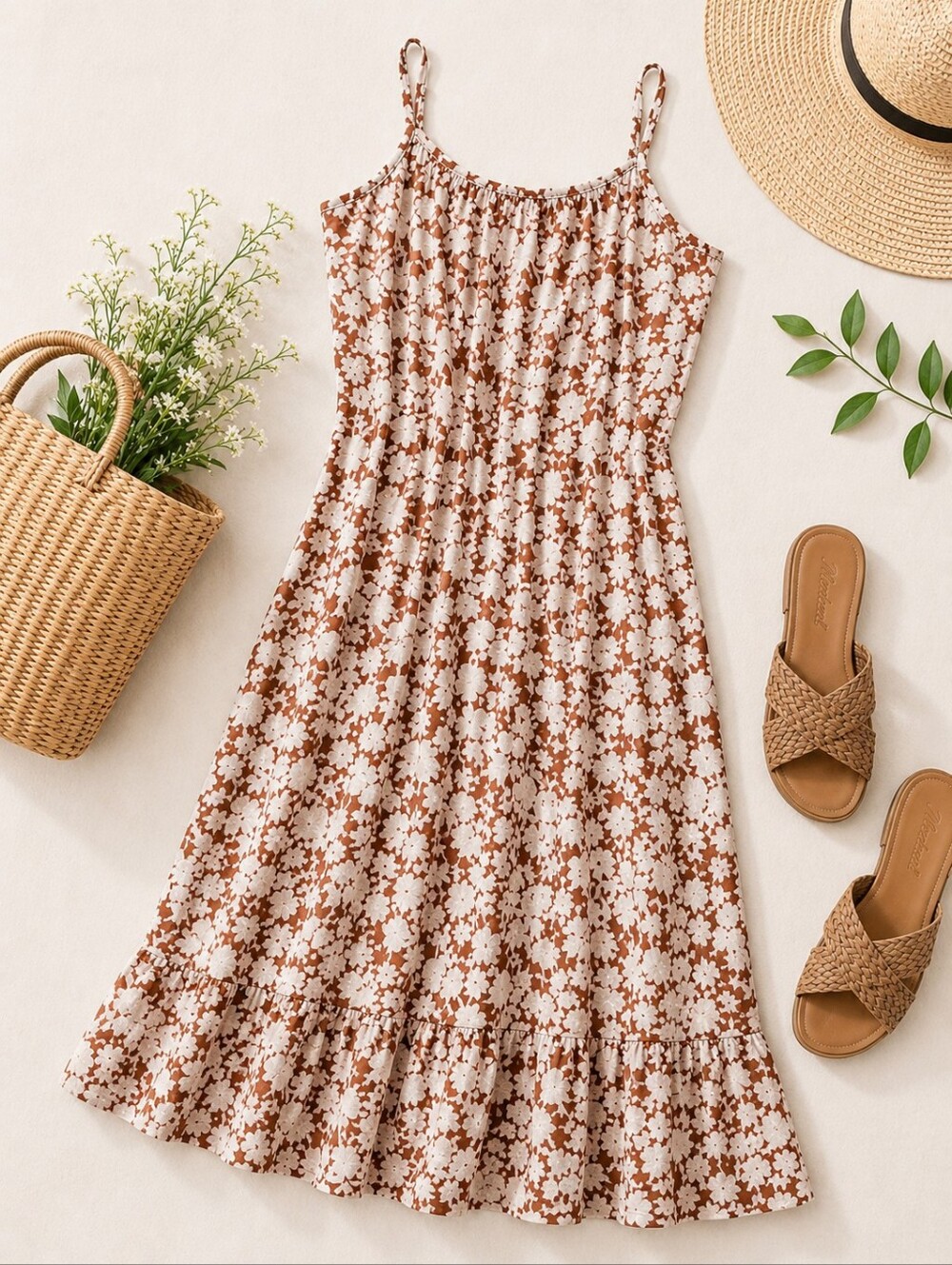 Universal Thread Brown & Cream Floral Maxi Skirt - Picture 3 of 5